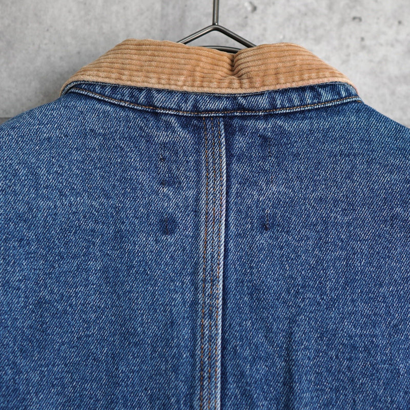 1980's - 1990's Corduroy Collar Box Denim Jacket - NEWSED