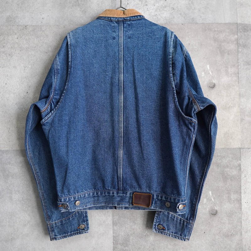 1980's - 1990's Corduroy Collar Box Denim Jacket - NEWSED