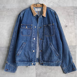 1980's - 1990's Corduroy Collar Box Denim Jacket - NEWSED