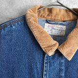 1980's - 1990's Corduroy Collar Box Denim Jacket - NEWSED