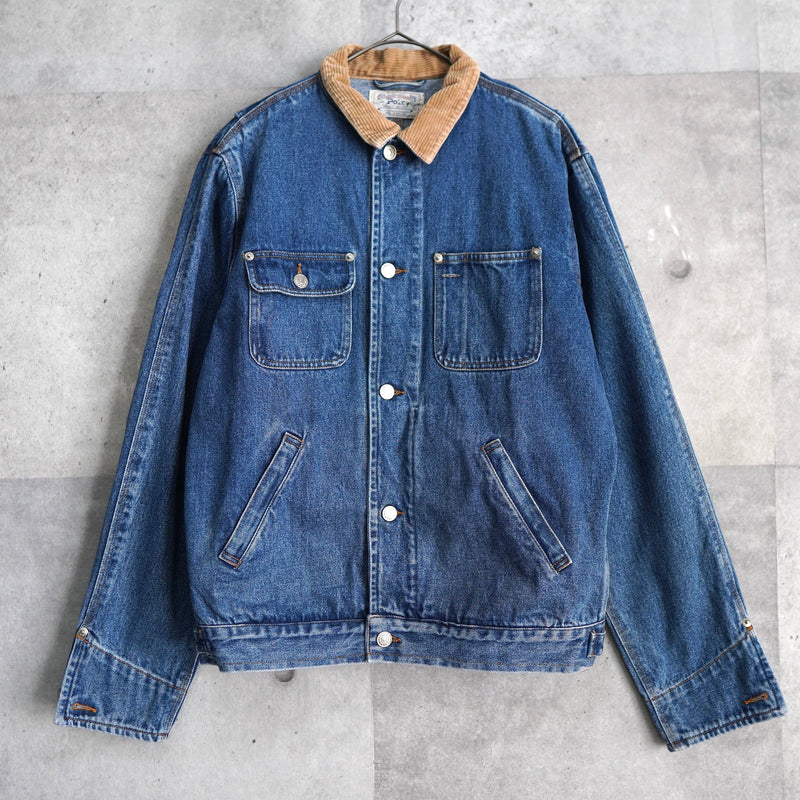 1980's - 1990's Corduroy Collar Box Denim Jacket - NEWSED