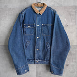 1980's - 1990's Corduroy Collar Box Denim Jacket - NEWSED
