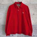 1980's - 1990's Logo Embroidery Long Sleeve Polo Shirt - NEWSED