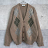 1980's Argyle Pattern Logo Patch Cardigan