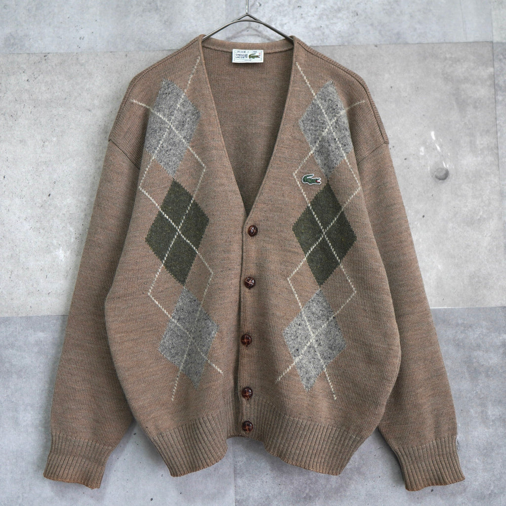 1980's Argyle Pattern Logo Patch Cardigan