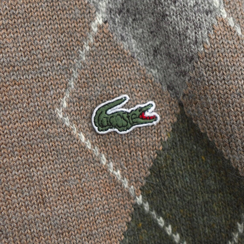 1980's Argyle Pattern Logo Patch Cardigan - NEWSED