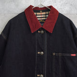 1980's Corduroy Collar Denim Jacket - NEWSED