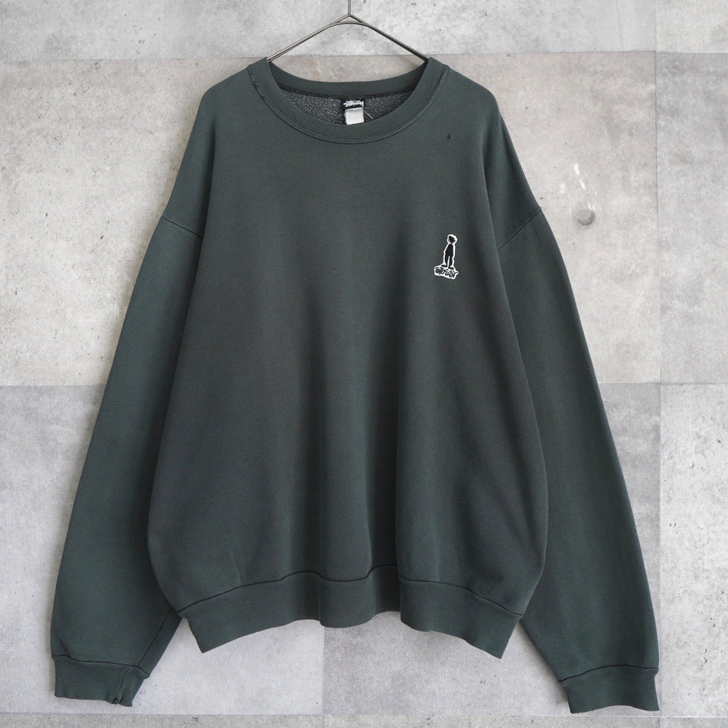 1980's One Point Shadow Man Logo Embroidery Sweatshirt