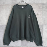 1980's One Point Shadow Man Logo Embroidery Sweatshirt - NEWSED