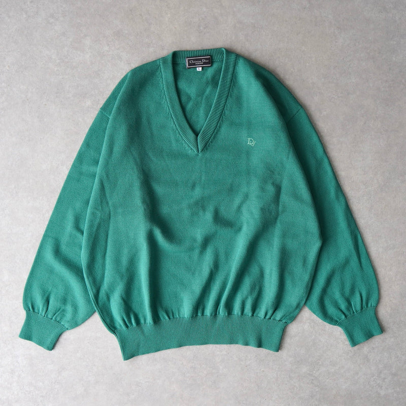 1980's〜1990's Logo Embroidery V - neck Sweater - NEWSED