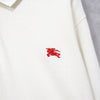 Burberry 1990's Vintage Logo Embroidered Long Sleeve Polo Shirt, Ivory