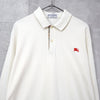 Burberry 1990's Vintage Logo Embroidered Long Sleeve Polo Shirt, Ivory