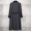 Yves Saint Laurent 1990s Vintage Silk Blend Herringbone Double Chesterfield Coat Long Coat Women's Grey