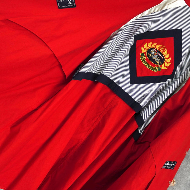 バーバリー 1990's ヴィンテージ ホースロゴ 金ボタン ステンカラーコート レッド - NEWSED