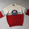 チャップス ラルフローレン 1990's ヴィンテージ サークル ロゴ ニット レッド/アイボリー/グレー