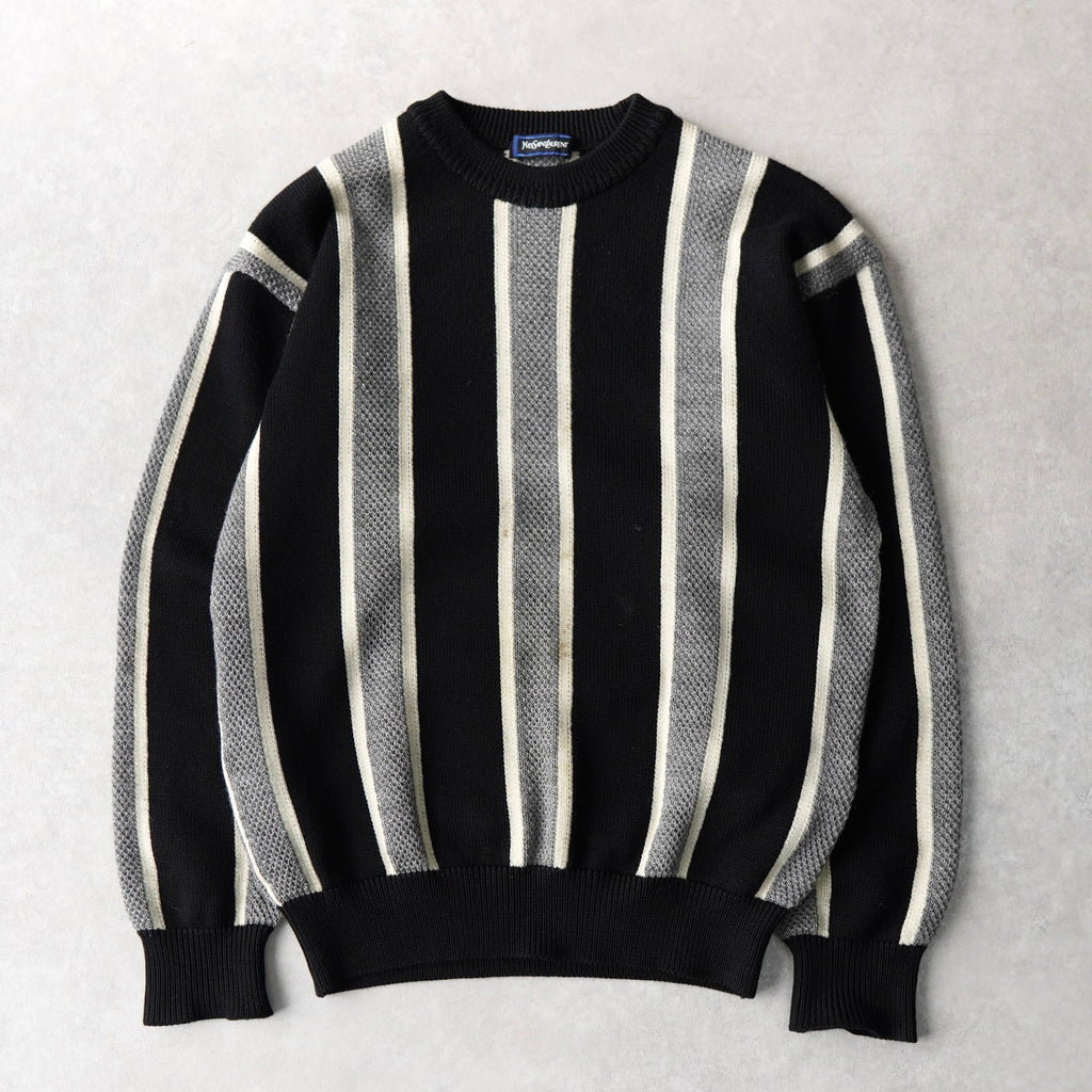 イヴ サンローラン 1990's ヴィンテージ ニット ストライプ柄 ブラック