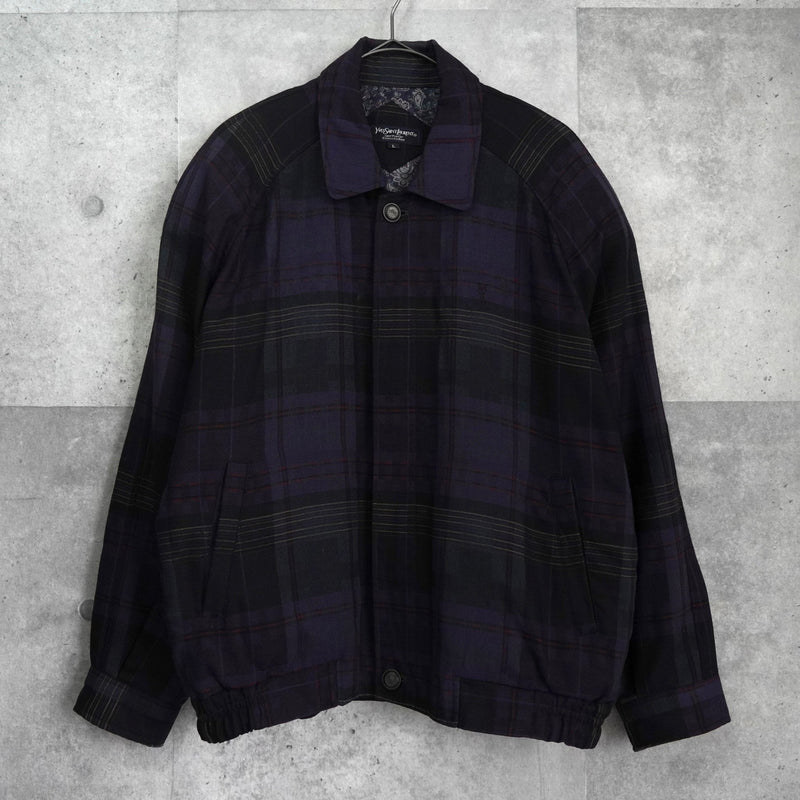 YVES SAINT LAURENT サンローラン ブルゾン 裏地チェック イヴ サンローラン ヴィンテージ 1990's チェック柄 ウールブルゾン