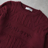 バーバリー ヴィンテージ 1990's ロゴ刺繍 ケーブル編み ニット ボルドー - NEWSED