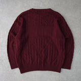 バーバリー ヴィンテージ 1990's ロゴ刺繍 ケーブル編み ニット ボルドー - NEWSED