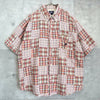 Vintage Stüssy 1990s Check Embroidered Patchwork Short Sleeve Shirt in Red