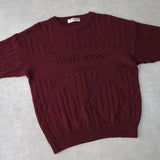 バーバリー ヴィンテージ 1990's ロゴ刺繍 ケーブル編み ニット ボルドー - NEWSED