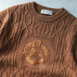 バーバリー 1990's ヴィンテージ ホースロゴ刺繍 ケーブル編み ニット ブラウン - NEWSED