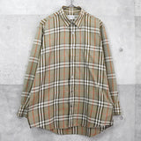 バーバリー 1990's ヴィンテージ ノバチェック ホースロゴ 総柄 長袖シャツ ベージュ - NEWSED