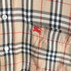★袖補修跡 バーバリー 1990's ヴィンテージ ノバチェック 長袖シャツ ホースロゴ刺繍 ベージュ