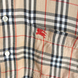 ★袖補修跡 バーバリー 1990's ヴィンテージ ノバチェック 長袖シャツ ホースロゴ刺繍 ベージュ - NEWSED