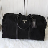 プラダ 1990's ヴィンテージ ポコノ テスート ナイロン サフィアーノレザー ボストンバッグ トライアングルロゴ ブラック - NEWSED
