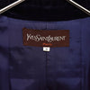 Yves Saint Laurent 1990s Vintage Silk Blend Herringbone Double Chesterfield Coat Long Coat Women's Grey