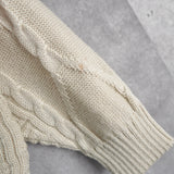 1990's Big Logo Embroidery Cable Sweater - NEWSED