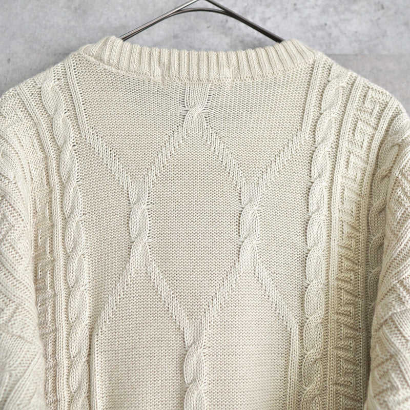 1990's Big Logo Embroidery Cable Sweater - NEWSED