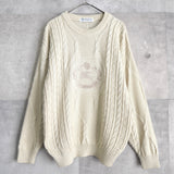 1990's Big Logo Embroidery Cable Sweater - NEWSED