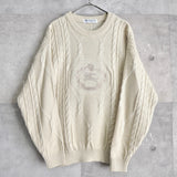 1990's Big Logo Embroidery Cable Sweater - NEWSED