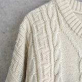 1990's Big Logo Embroidery Cable Sweater - NEWSED