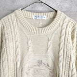 1990's Big Logo Embroidery Cable Sweater - NEWSED