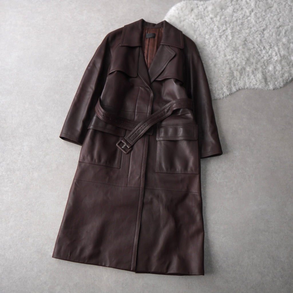 1990's Bordeaux Leather Trench Coat
