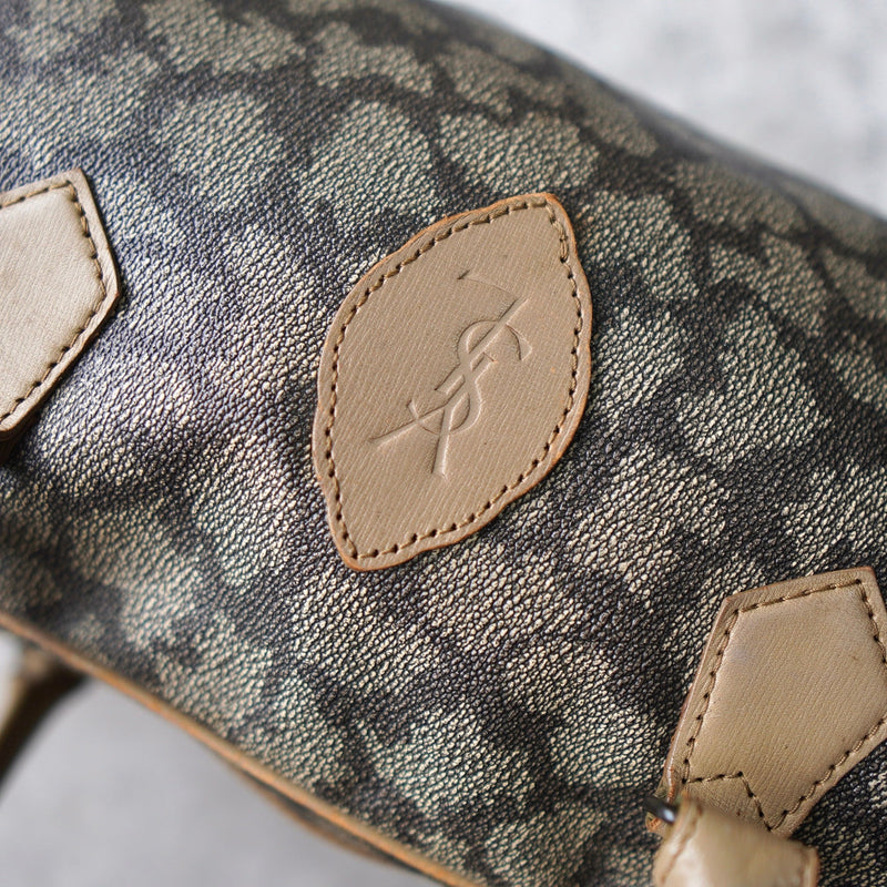 1990's Cassandra Logo Giraffe Pattern Mini Boston Bag - NEWSED