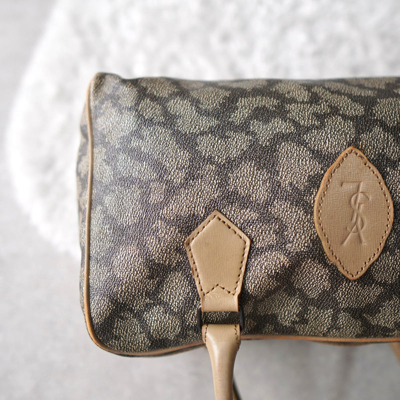 1990's Cassandra Logo Giraffe Pattern Mini Boston Bag - NEWSED