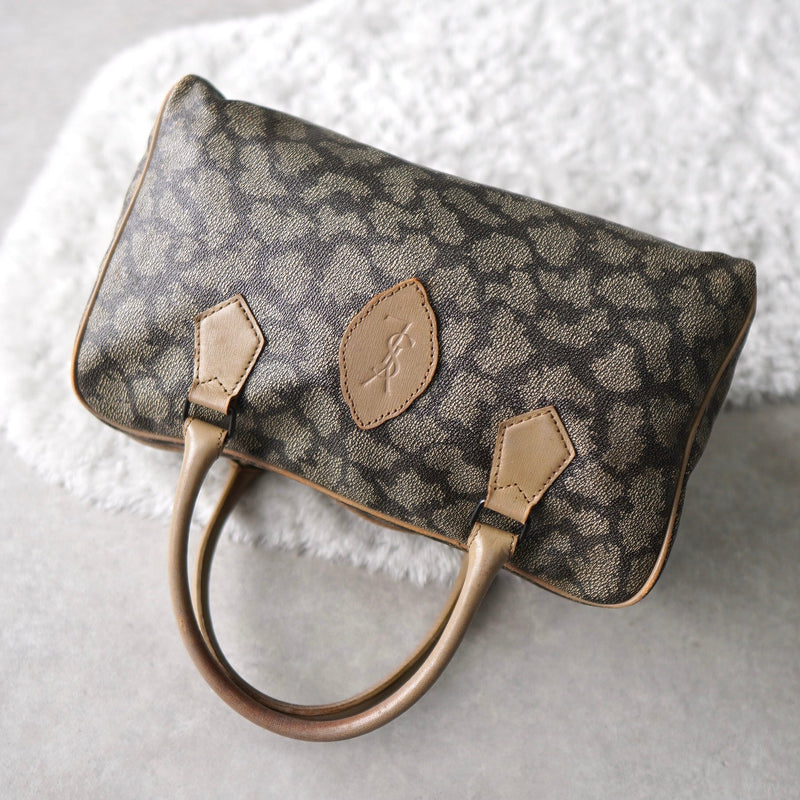 1990's Cassandra Logo Giraffe Pattern Mini Boston Bag - NEWSED