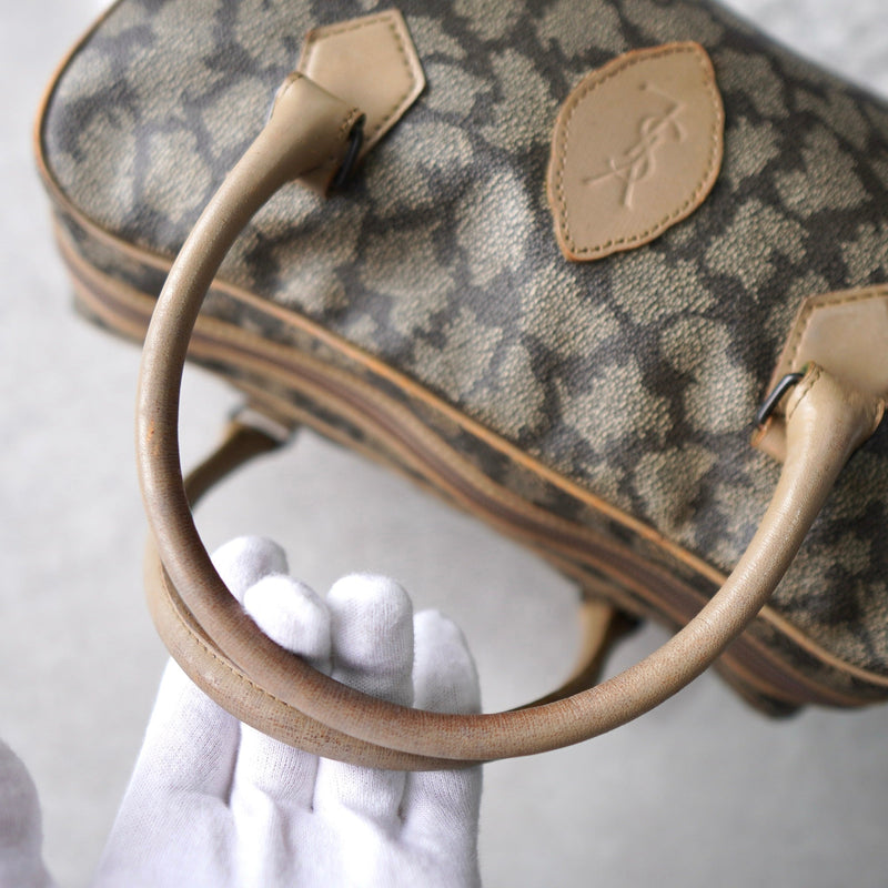 1990's Cassandra Logo Giraffe Pattern Mini Boston Bag - NEWSED