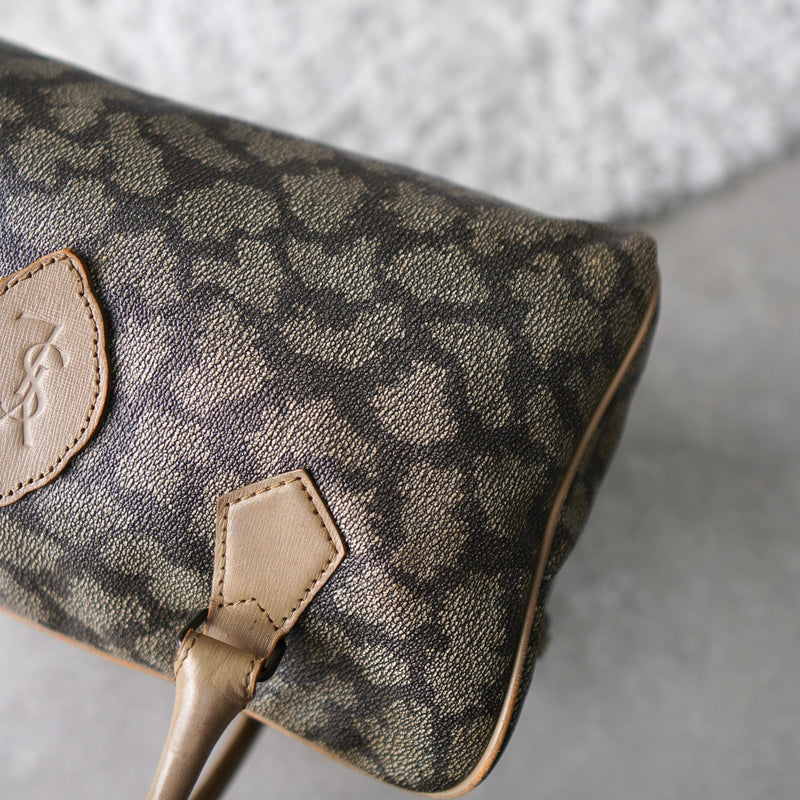 1990's Cassandra Logo Giraffe Pattern Mini Boston Bag - NEWSED