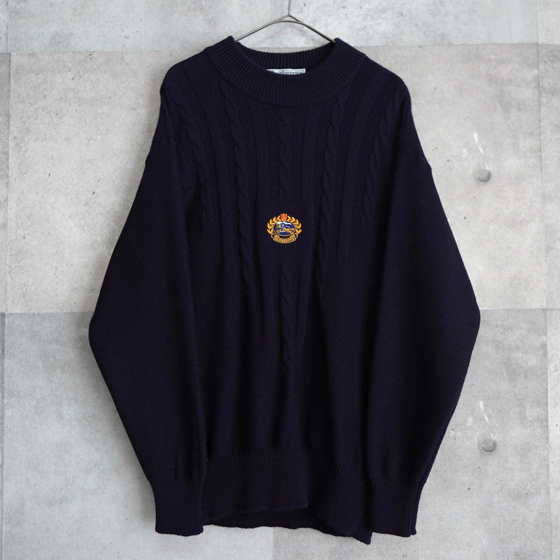 1990's Emblem Logo Embroidery Sweater - NEWSED