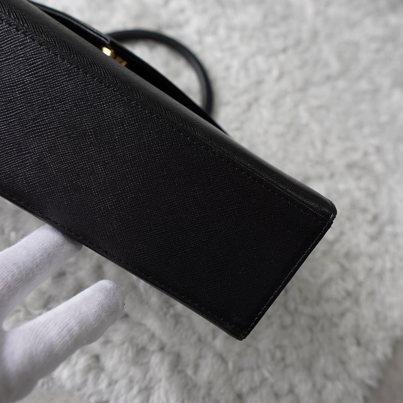 1990's Emboss Cassandra Logo Leather Hand Bag - NEWSED