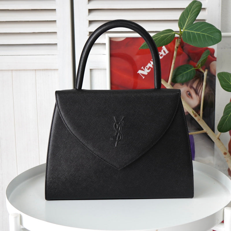 1990's Emboss Cassandra Logo Leather Hand Bag - NEWSED