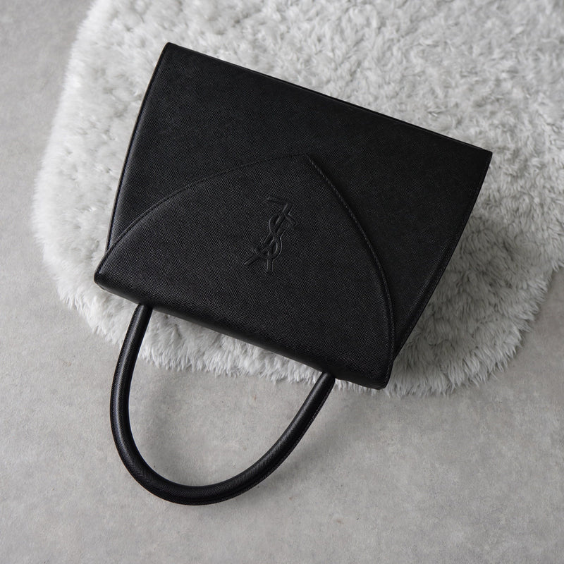 1990's Emboss Cassandra Logo Leather Hand Bag - NEWSED