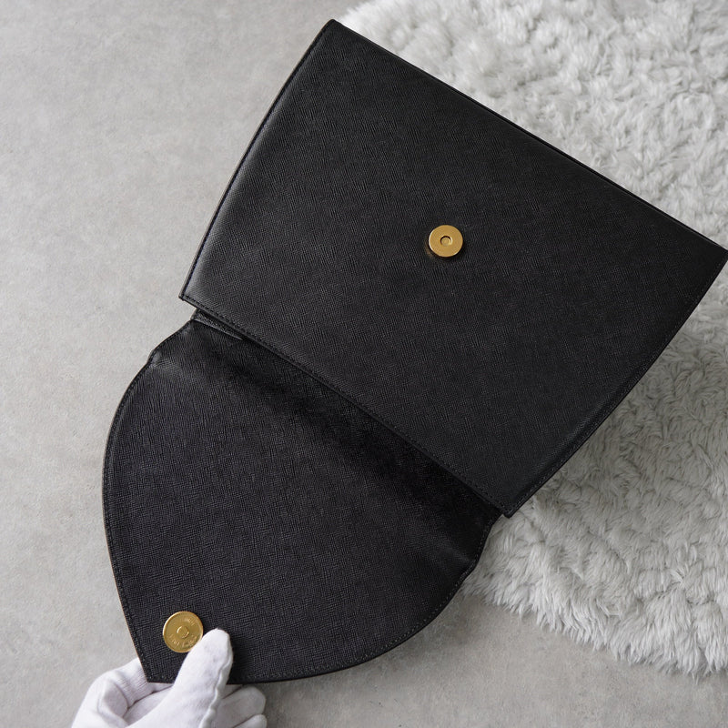 1990's Emboss Cassandra Logo Leather Hand Bag - NEWSED