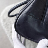 1990's Emboss Cassandra Logo Leather Mini Boston Bag - NEWSED