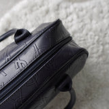 1990's Emboss Cassandra Logo Leather Mini Boston Bag - NEWSED